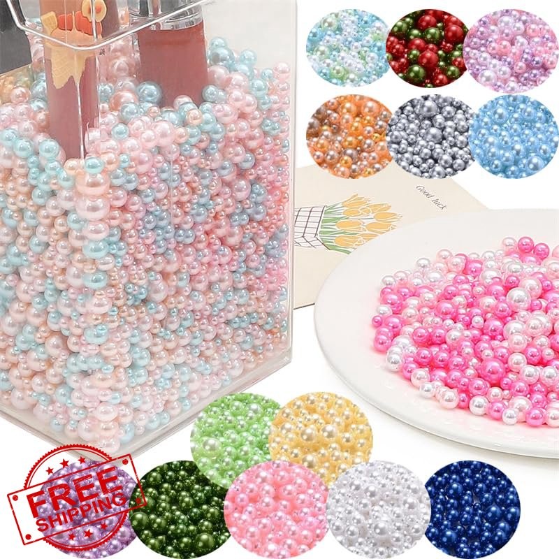 MKLKSDH No Hole Pearls Mix White Yellow Topaz 3-8MM