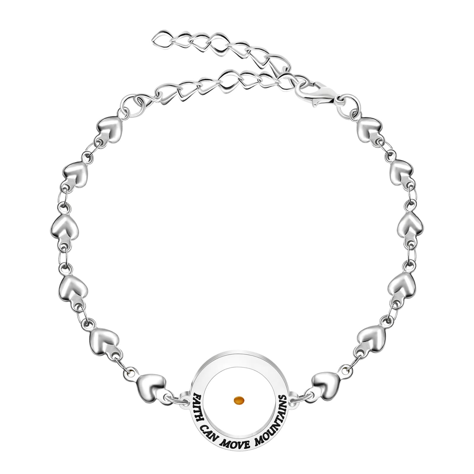 Women’s Christian Mustard Seed Pendant Stainless Steel Bracelet Gift For Baptism