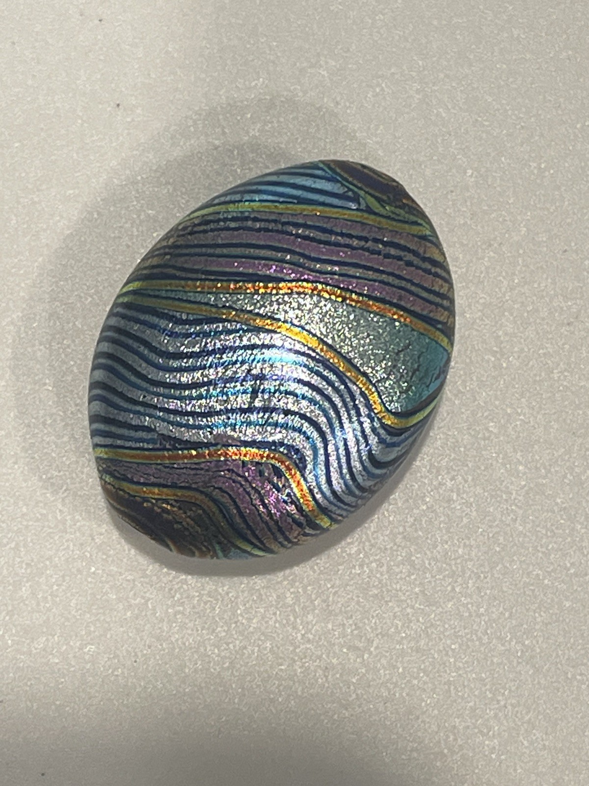 Lampwork Blown & Sculpted Oval Multicolor Focal Bead By SHANNON HILL.
