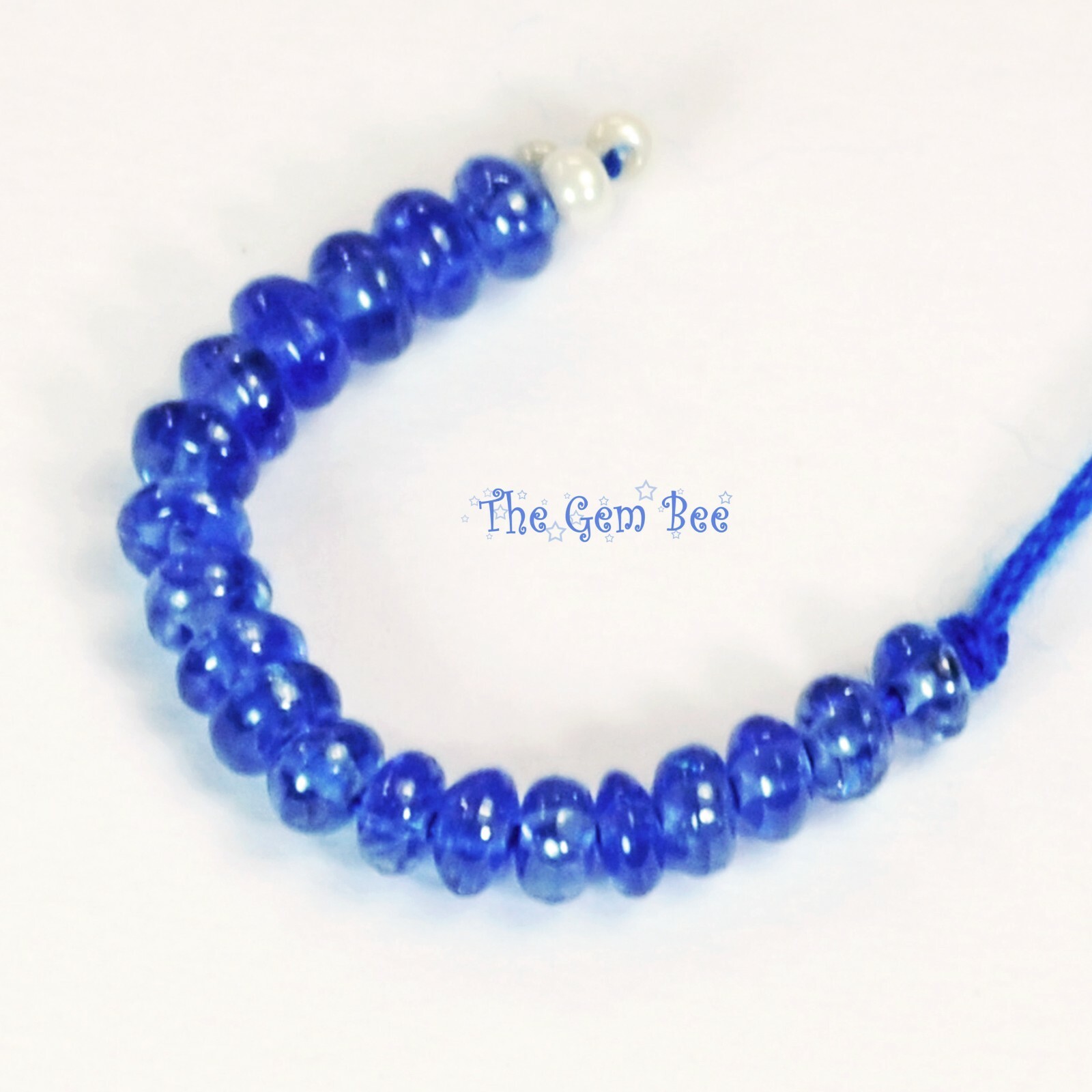 2.4mm-2.8mm Unheated Burmese Gem Royal Blue Sapphire Smooth Rondelle Beads 1″