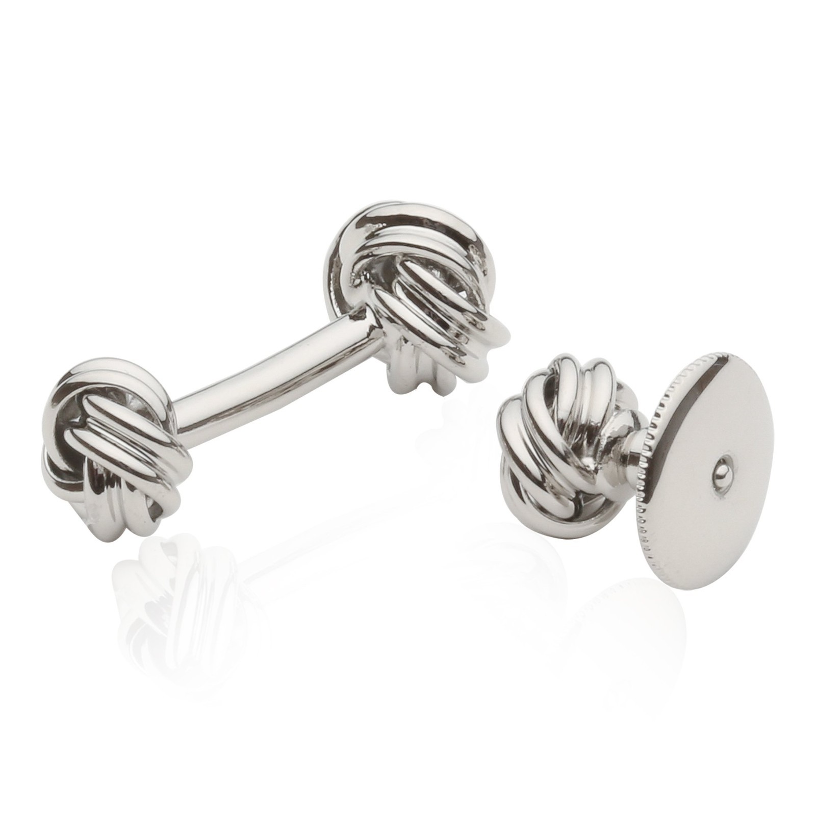 Elegant Silver Knot Cufflinks & Studs Set for Tuxedo, Wedding, Groomsmen Gift Bo
