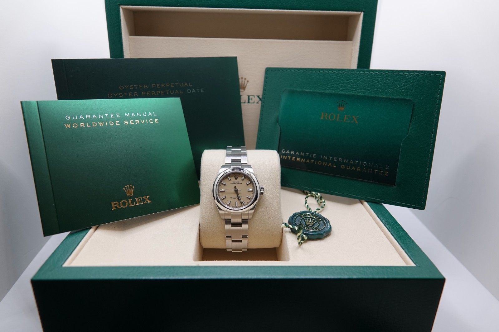 2025 Unworn Beige Rolex Oyster Perpetual 28mm, Beige Dial, 276200, Authenticated