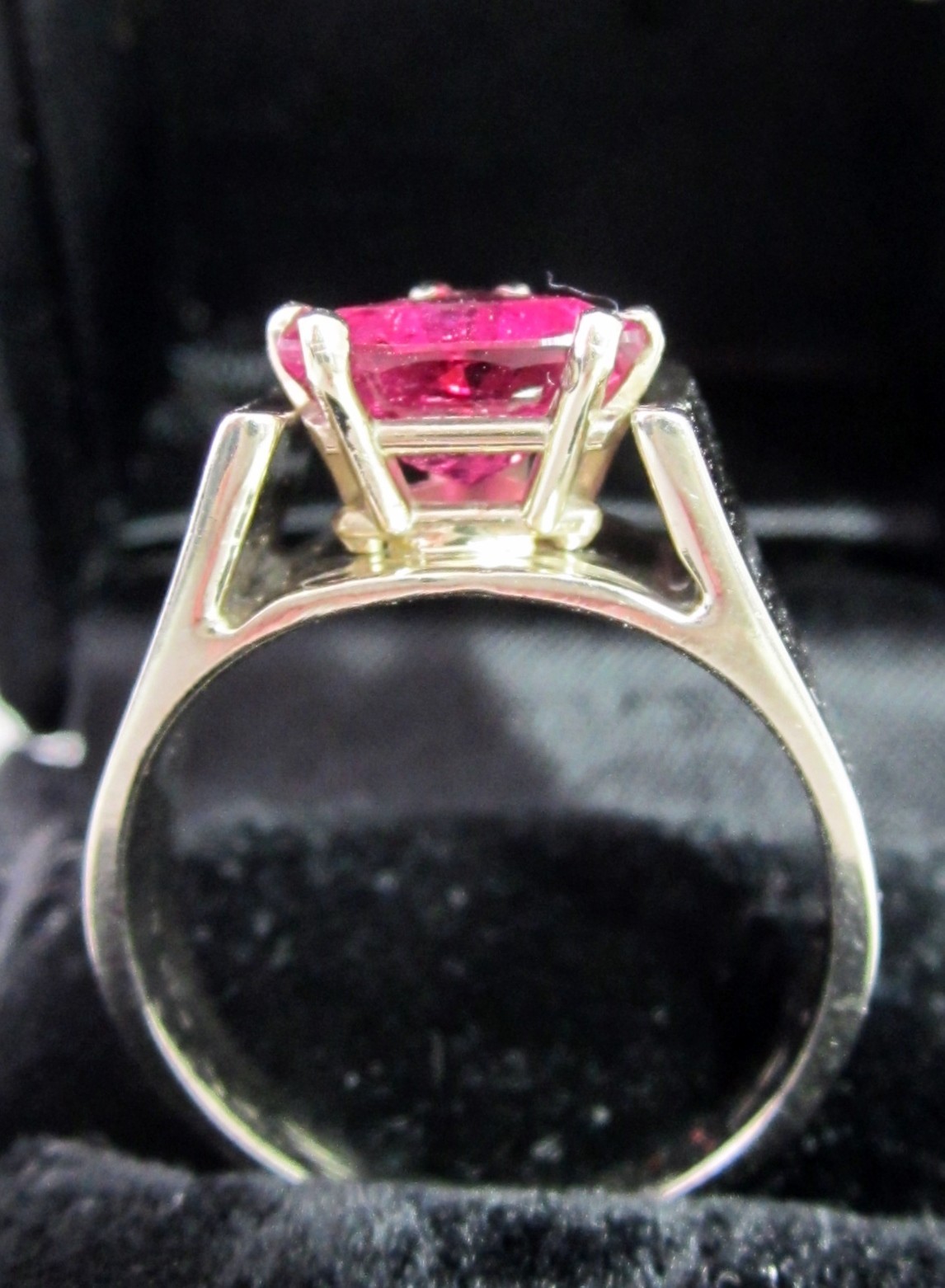 Natural 2.29 Ct Pink Tourmaline, 14 Kt White Gold Cathedral Mounting, Wt. 9.7 gm