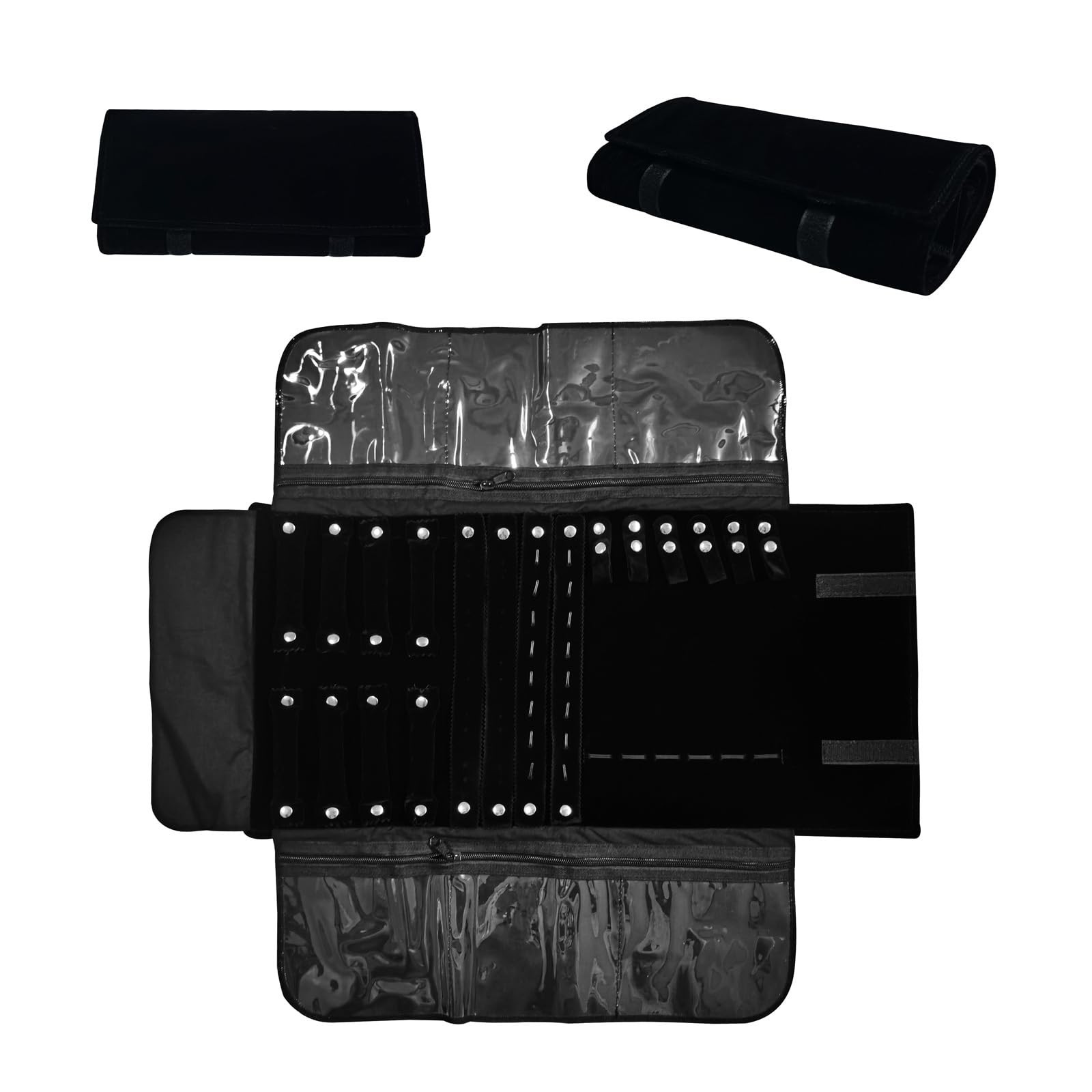 Velvet Travel Jewelry Organizer Roll Bag for Necklaces, Bracelets, Earrings & Ri