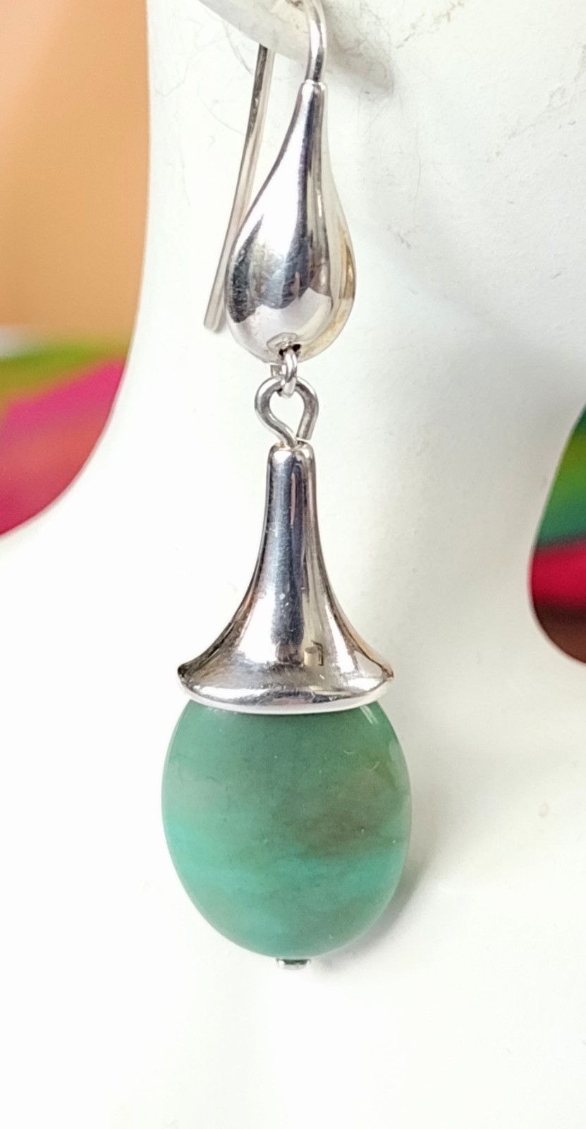 RLM Robert Lee Morris Sterling Turquoise Dangle Earrings 2″ 10g Hook or LeveBack