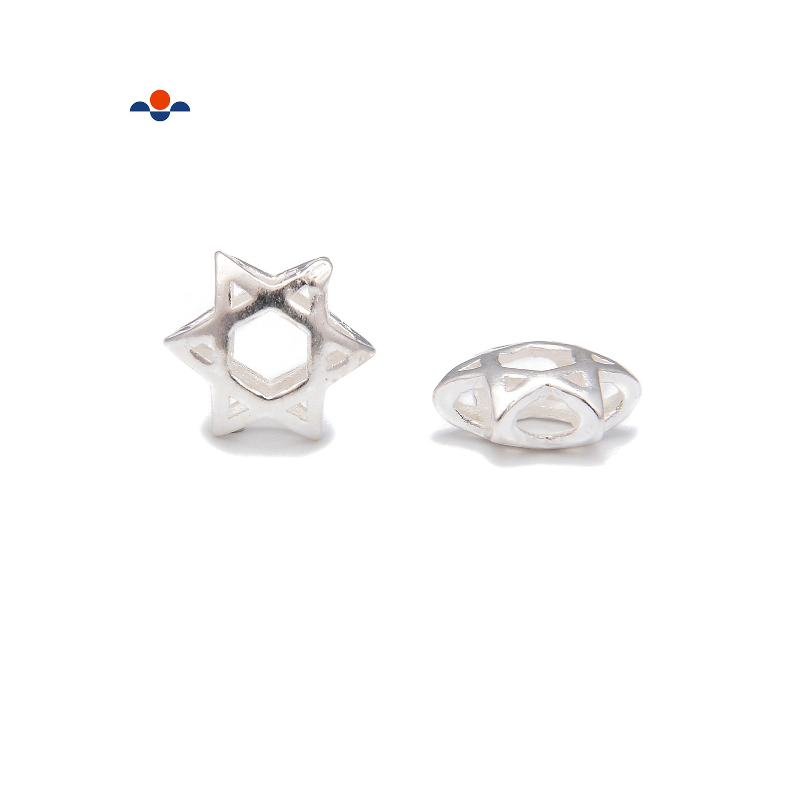 Sterling Silver Hollow Star Beads Size 4x10mm, 6pcs per Bag (4x10mm)