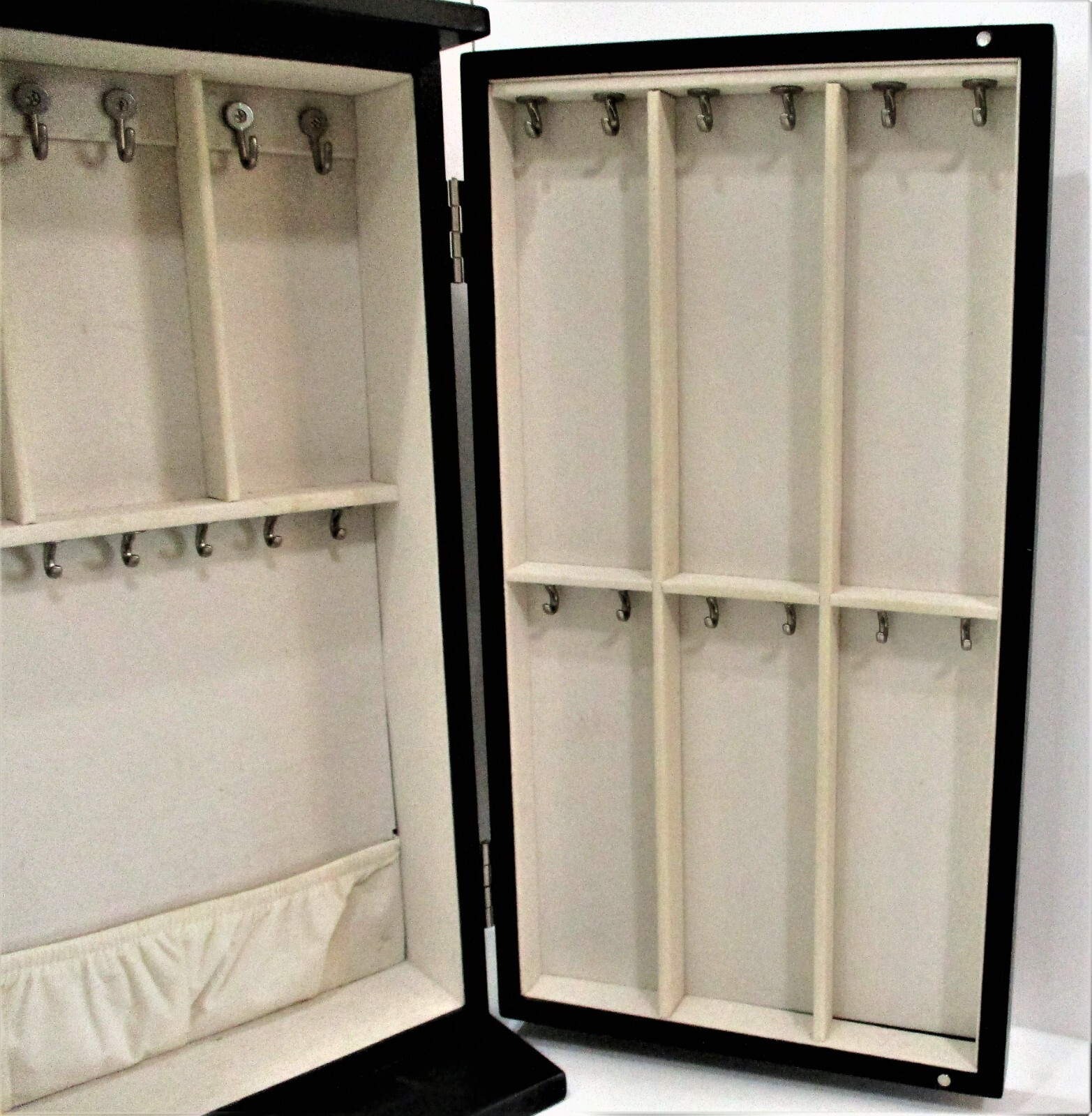 Wonderful Black Wood & Mirror Asian Design Jewelry Case Wall Mount or Table Top