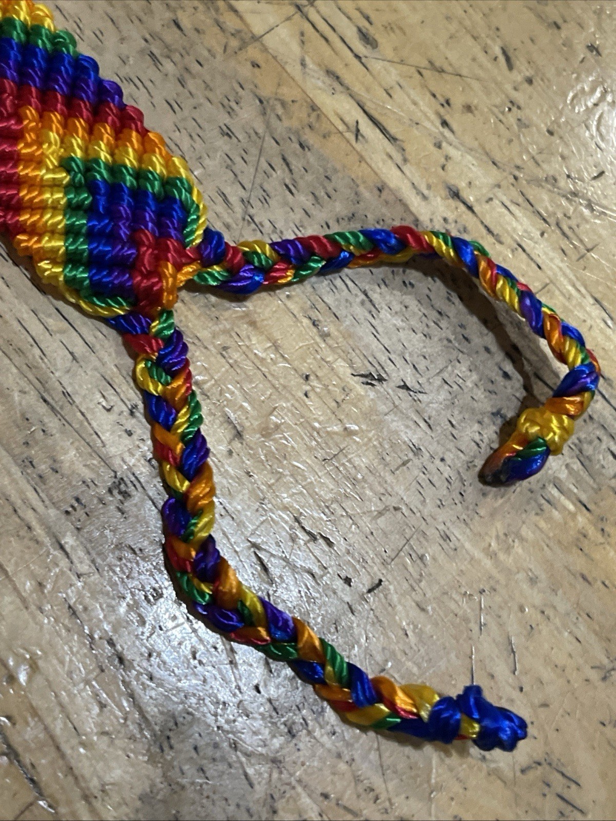 Rainbow Colors Woven Friendship Bracelet: Hand Made In Mexico, 9” Long 3/4” Wide