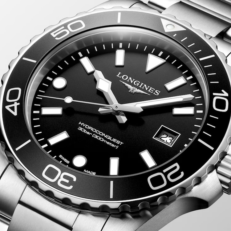 Longines Hydroconquest 42 MM Quartz SS Black Sandblasted Dial Watch L37694566
