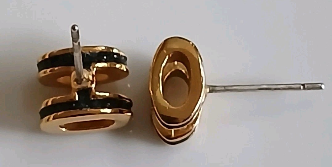 Mini Pop H Enamel Gold Plated Stud Earring