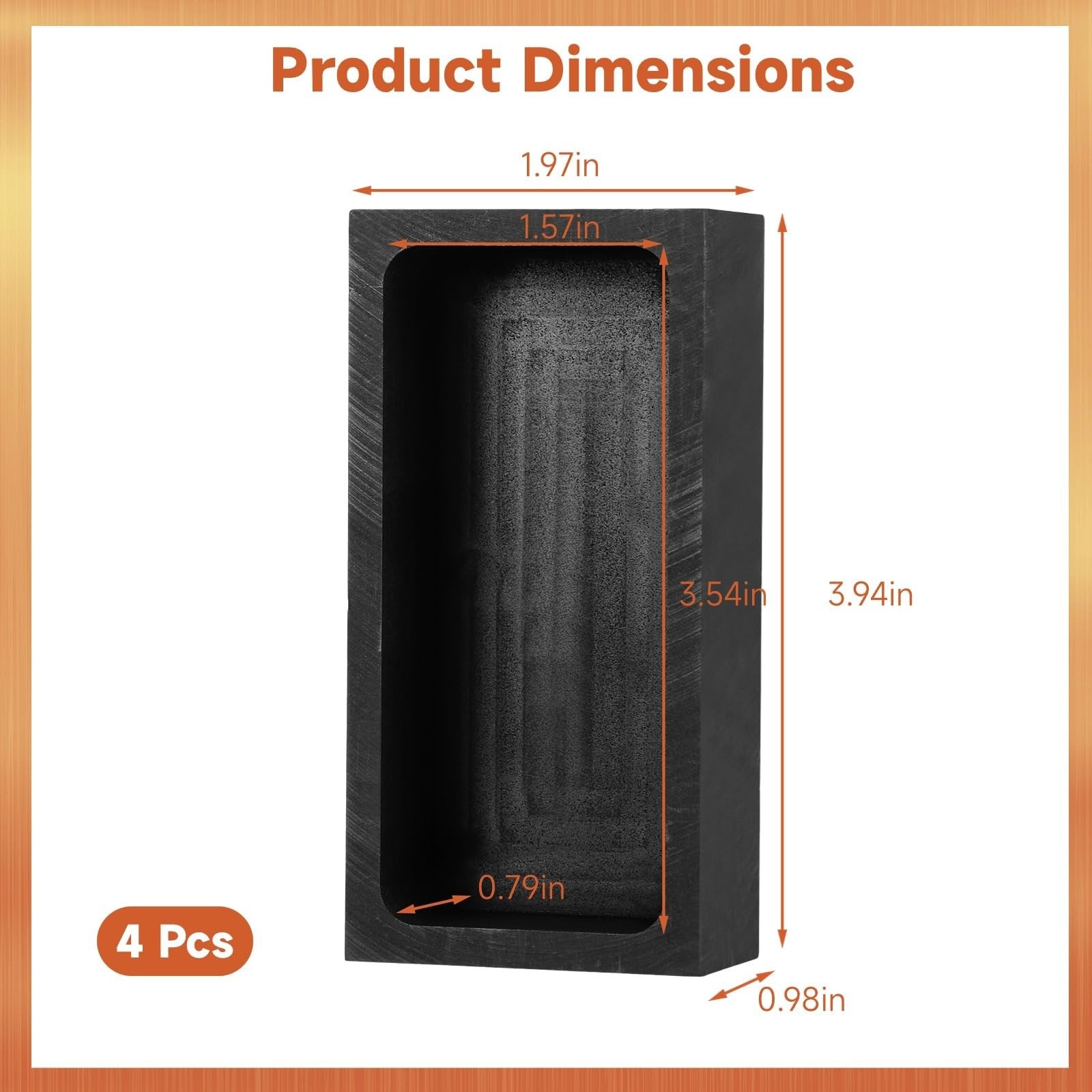 4 PCS Graphite Ingot Molds – 1KG Crucible Metal Melting Casting Kit for Gold, Si