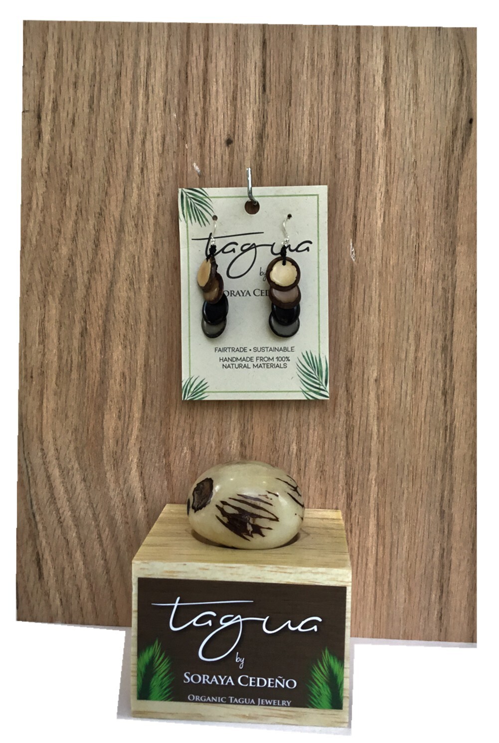 Tagua Nut Jewelry By Soraya Cedeno, Earring, Athea, multi brown