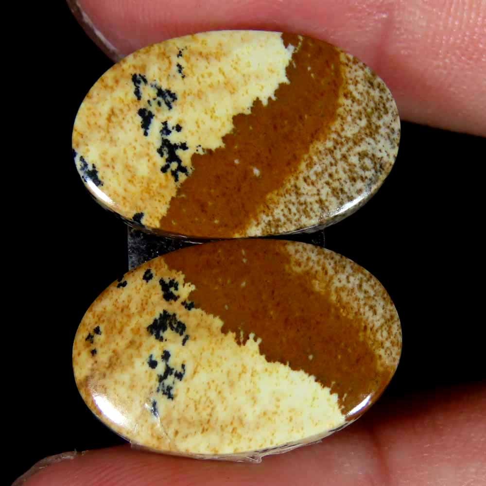 21.20Cts.100% Natural Designer Picture Jasper Oval 13x19x5mm cab Pair Gemstone