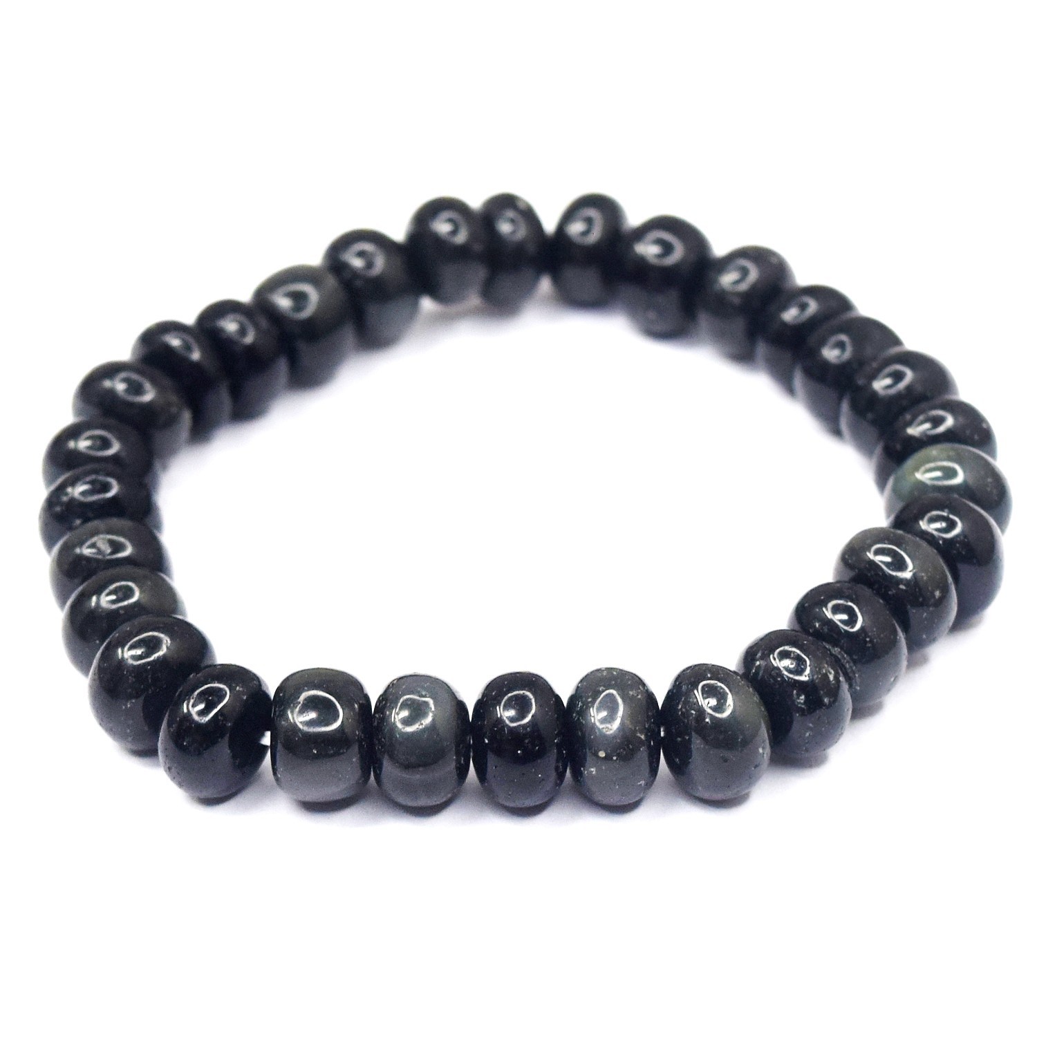 World Class Amazing 100.00 Cts Obsidian Stretchable Bracelet Beaded RK 137 AZ1