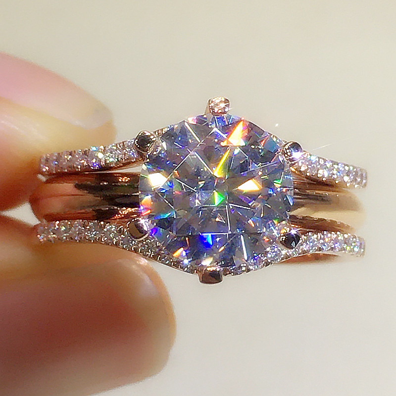750 Gold Ring Two-in-one Moissanite For Women’s Matching Ring,Passed The Test