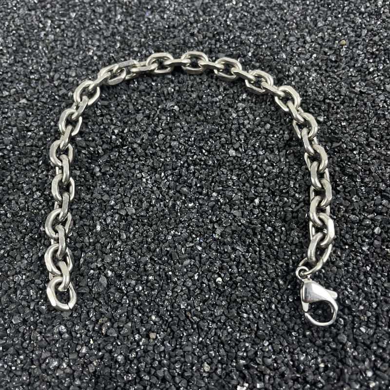 New TA1 Pure Titanium Angle Chain Bracelet 7mm Wide Anti Allergic Length Fashion