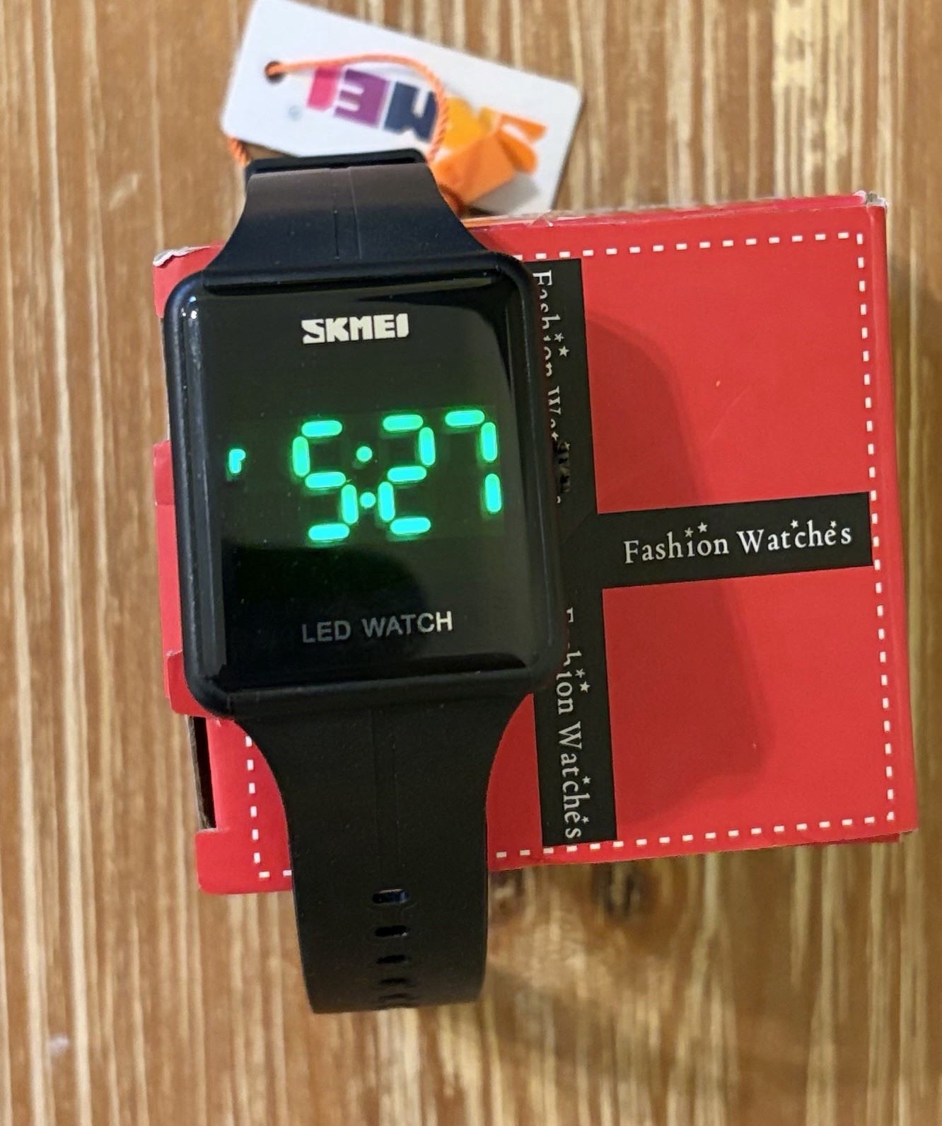 SKMEI LED Digital Quartz Wristwatch Black Silicone Strap Rectangle Case