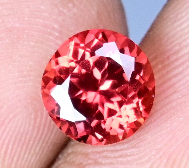 4.10 Ct Natural Myanmar Red-Orange Spinel Round Cut Certified Flawless Gemstone