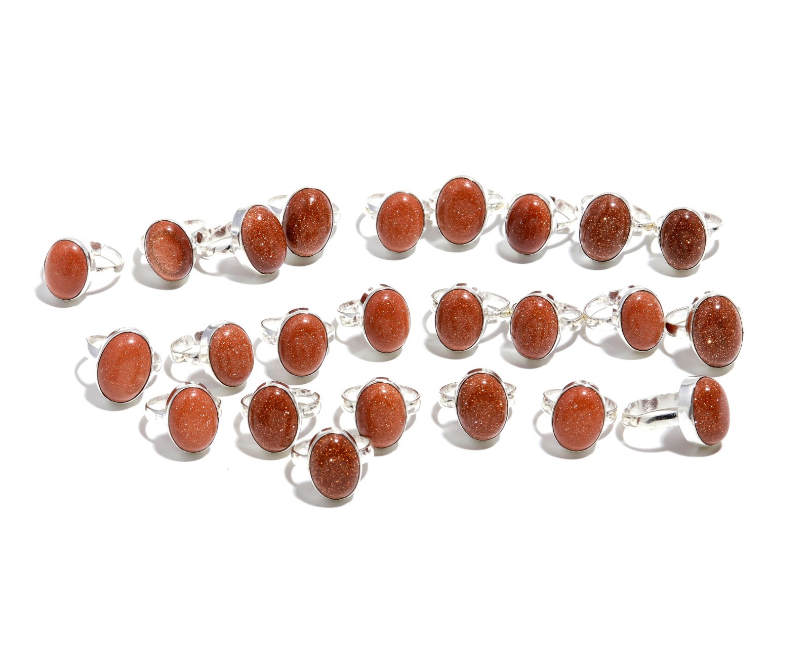 Red Goldstone Gemstone Wholesale Rings Lot 925 Sterling Silver Hadnmade Jewelry
