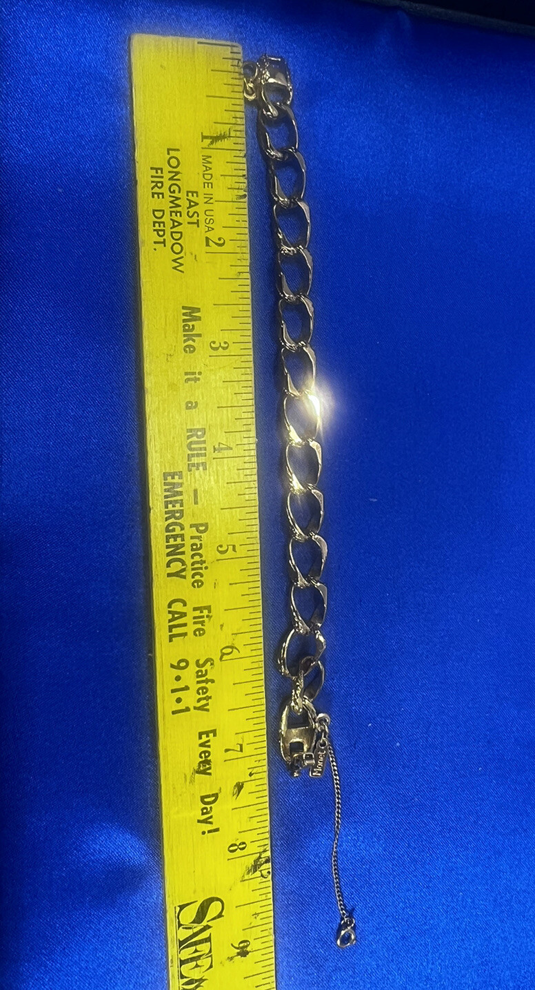 VTG MONET Bracelet Textured Open Link Chain Gold Tone With Safety Chain C670