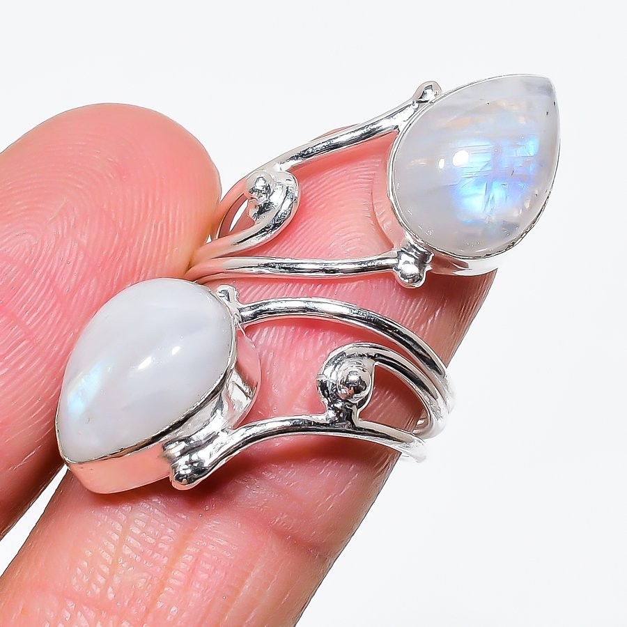 Natural Moonstone Gemstone 925 Sterling Silver Jewelry All Size Ring For Gift