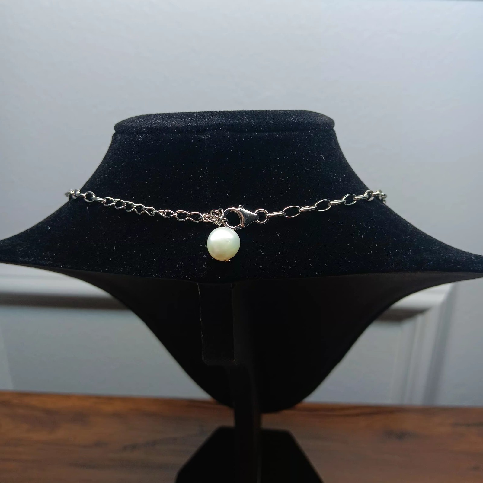 18-20″ Ross Simons Sterling Silver Multi Gemstone & Pearl Chain Station Necklace