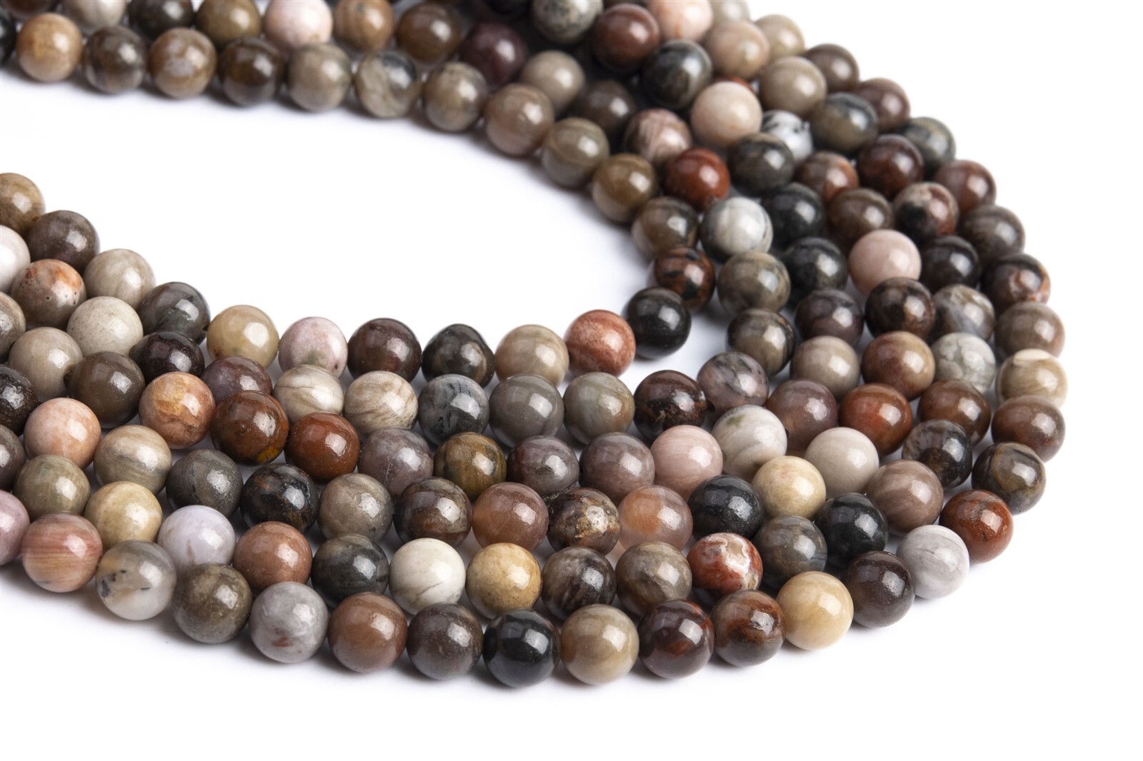 6MM Natural Brown Petrified Wood Jasper Beads Grade AAA Round Loose Beads