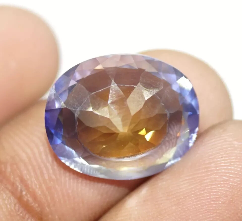 10.2 CT +Natural Bi-Color Pitambari Sapphire Oval Cut Certified Gemstone