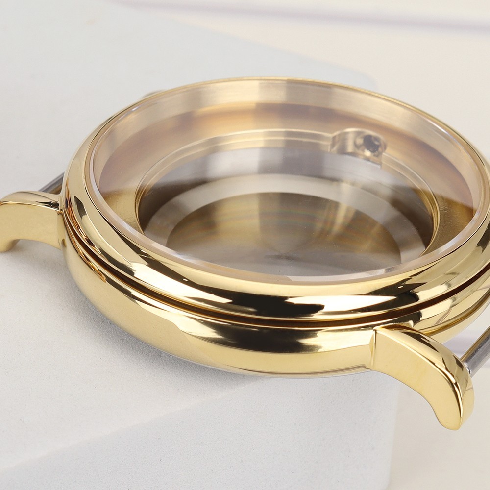 Sapphire Crystal 40mm Pilot Watch Case Steel Polished 10ATM For ETA2824 Movement