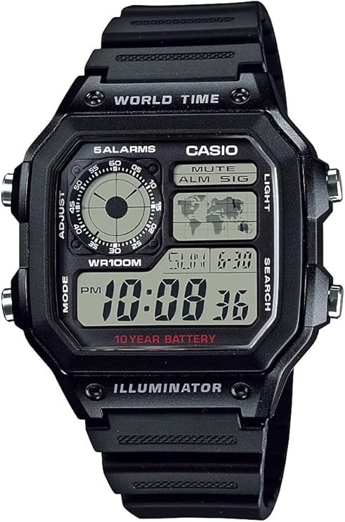 BRAND NEW BOXED CASIO MEN’S DIGITAL WATCH AE-1200WH-1AVCF 3299 100M WR ALARMS
