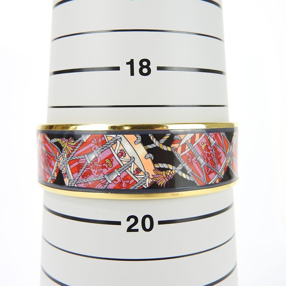 USED HERMES bracelet Emilel GM metal 36.3g multicolor black drum