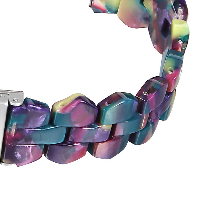 For Fitbit Versa 3/4 Sense/Sense2 Rhombic Resin Stainless Steel Watch Band Strap