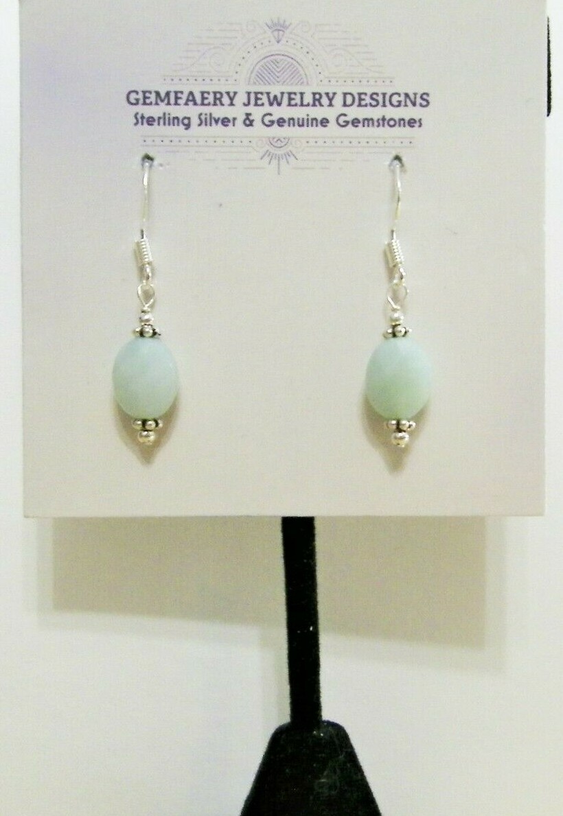 Sterling Silver Faceted AMAZONITE Petite Dangle Earrings #1417…Handmade USA