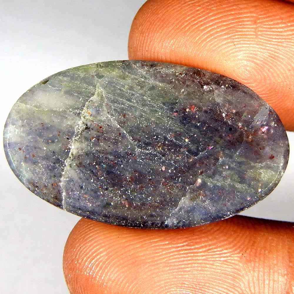 25.50Cts100%Natural Red Blue Iolite Sunstone Oval Cabochon Gemstone