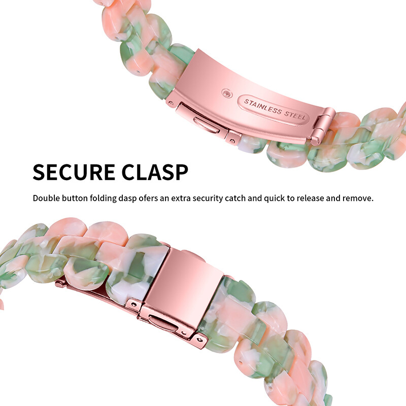 For Fitbit Inspire 3 Fashion Luxury Resin Strap Stainless Steel Watch Band
