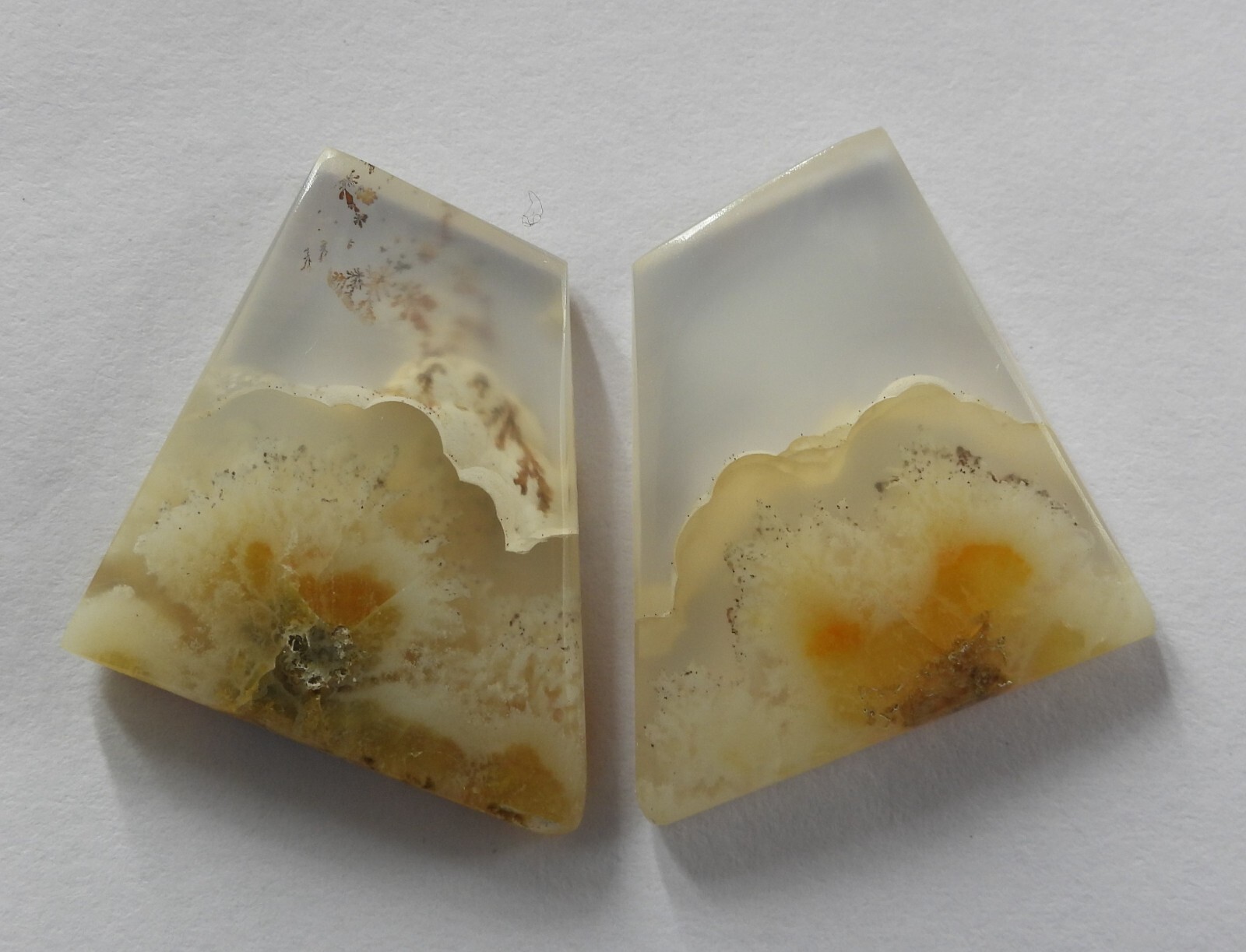 28.75 Ct Natural Plume Agate (20mm X 19.5mm each) Cabochon Loose Match Pair