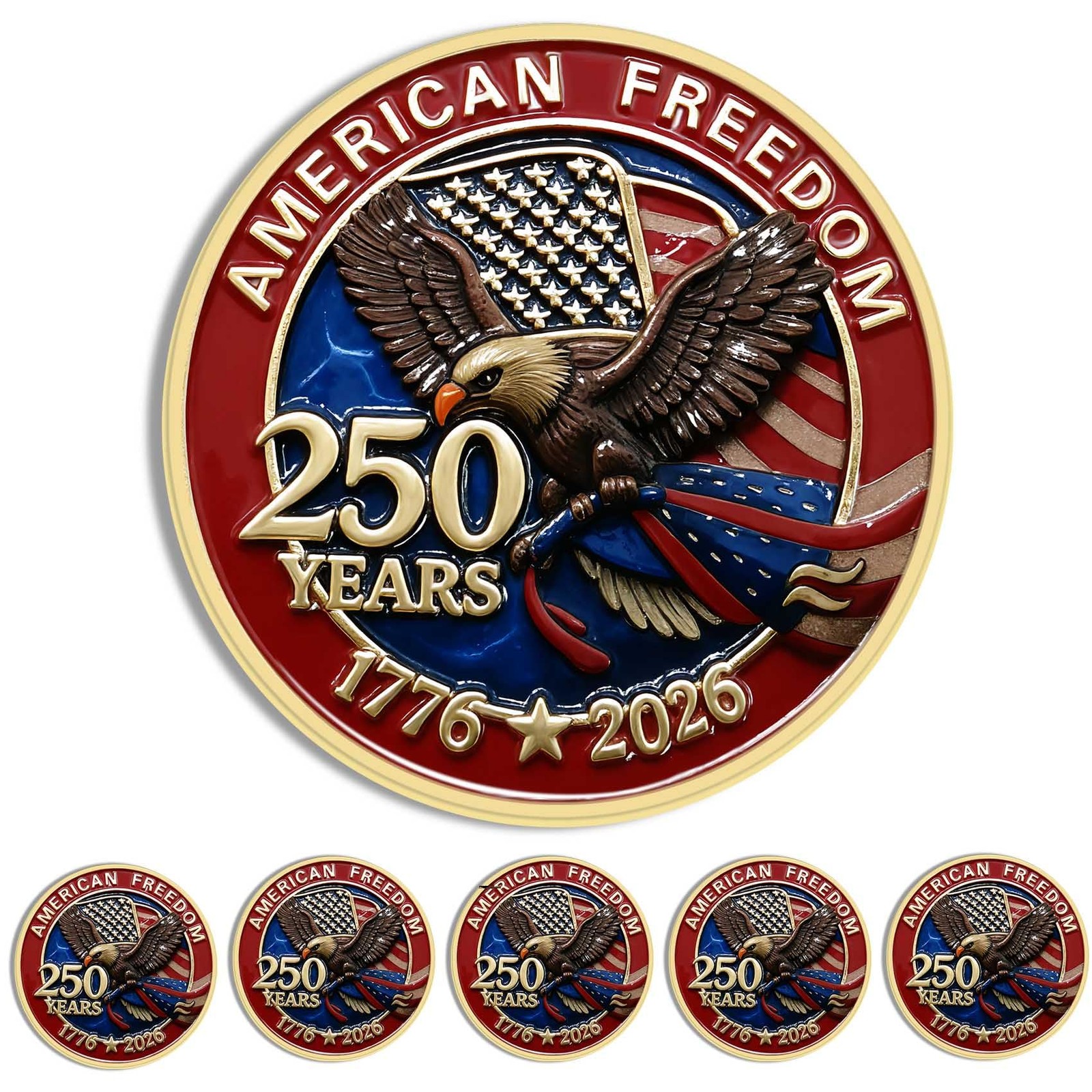 10/PCS Enamel 250 Years of Freedom American Lapel Pins Medium, red