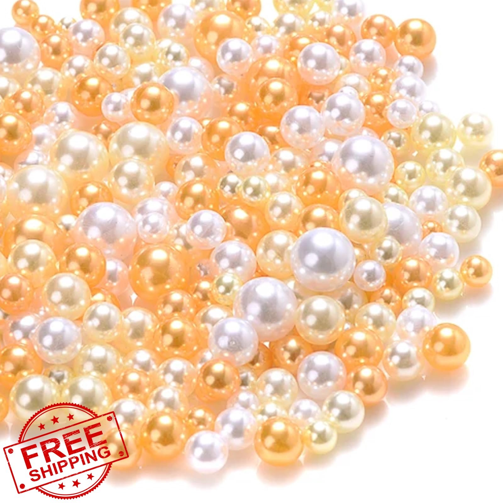 MKLKSDH No Hole Pearls Mix White Yellow Topaz 3-8MM