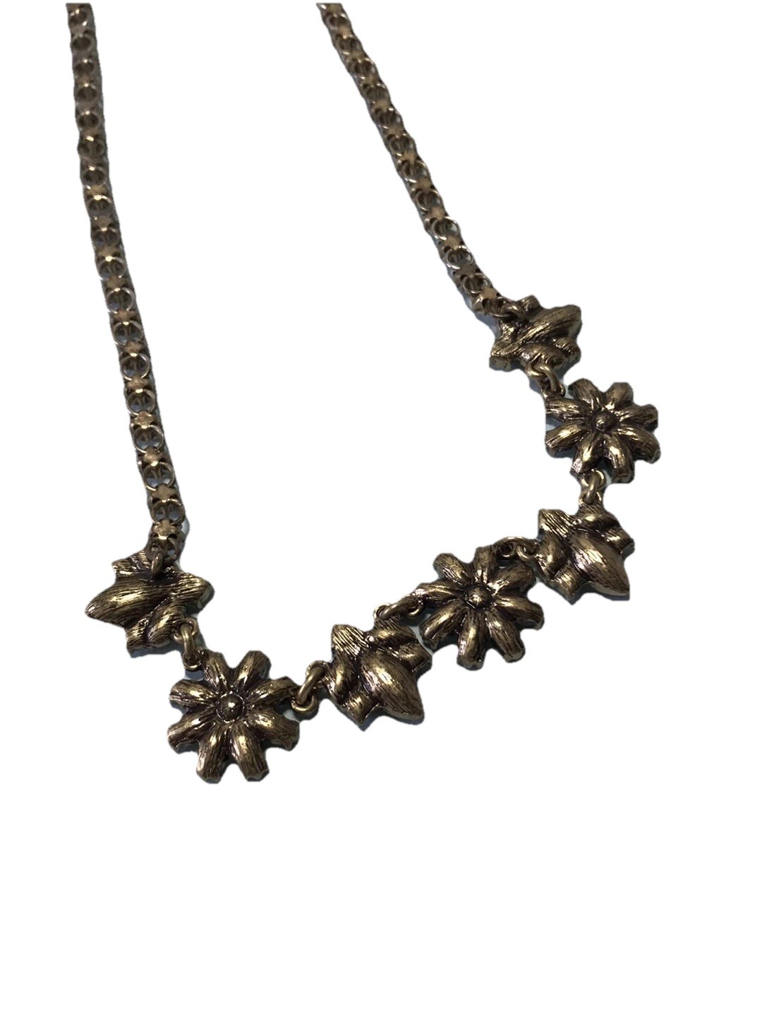 Chloe & Isabel Statement necklace, brass tone, pale blue and peach stones