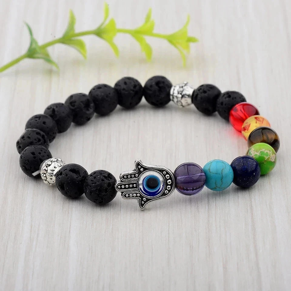 7 Chakra 8mm Natural Stone Beaded Reiki Yoga Energy Women Mens Bracelets Jewelr