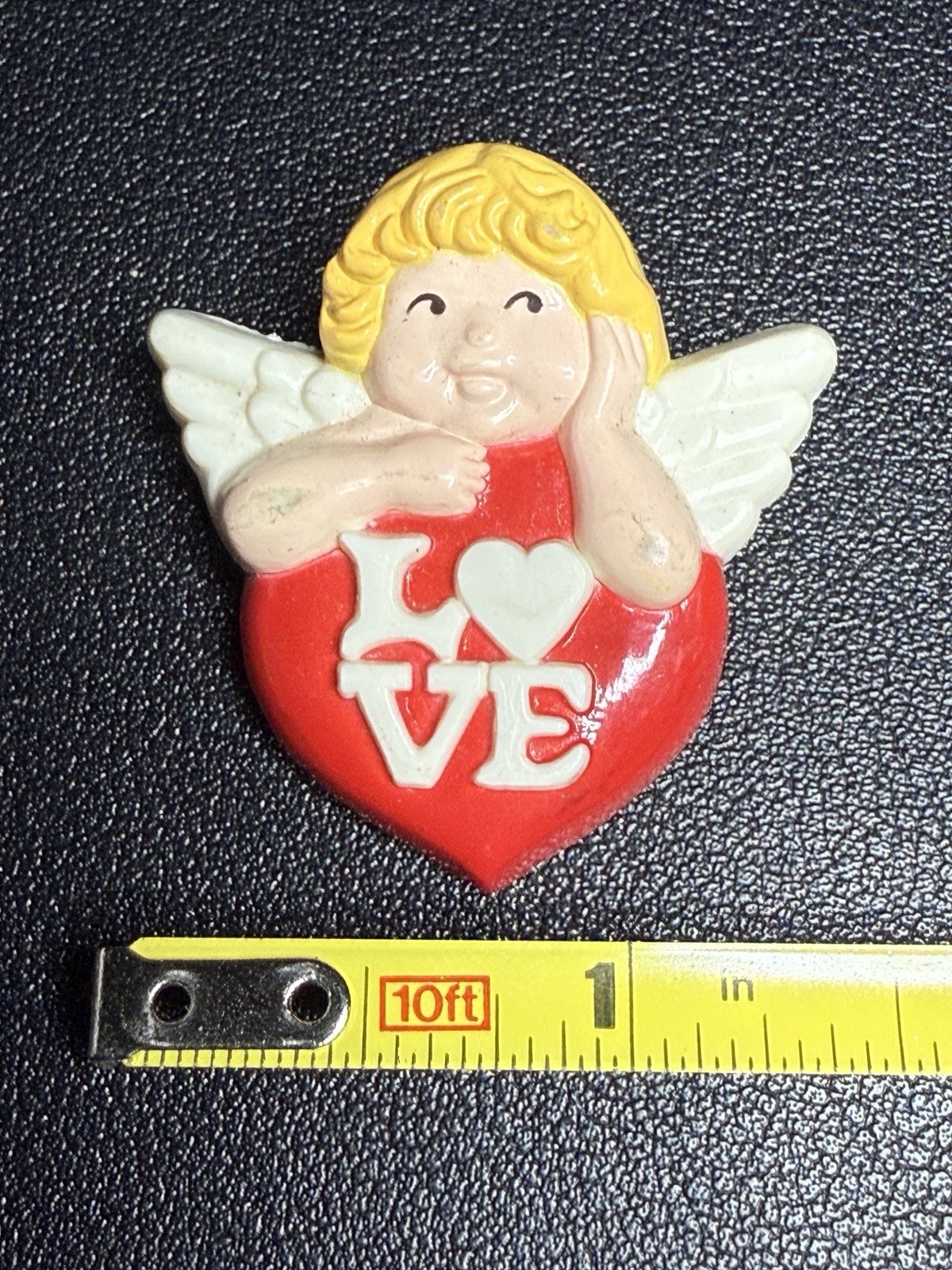 Avon 1970s Love Angel Brooch Red Heart & Wings, 1.25×1.25”, FREE SHIPPING