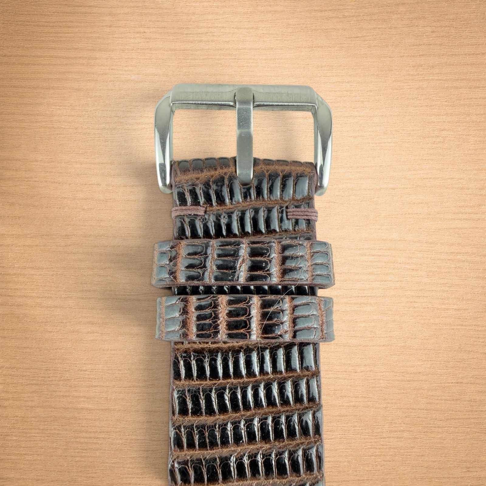 Genuine Lizard Leather Watch Band Strap 22mm Walnut Brown Mens 316L Buckle
