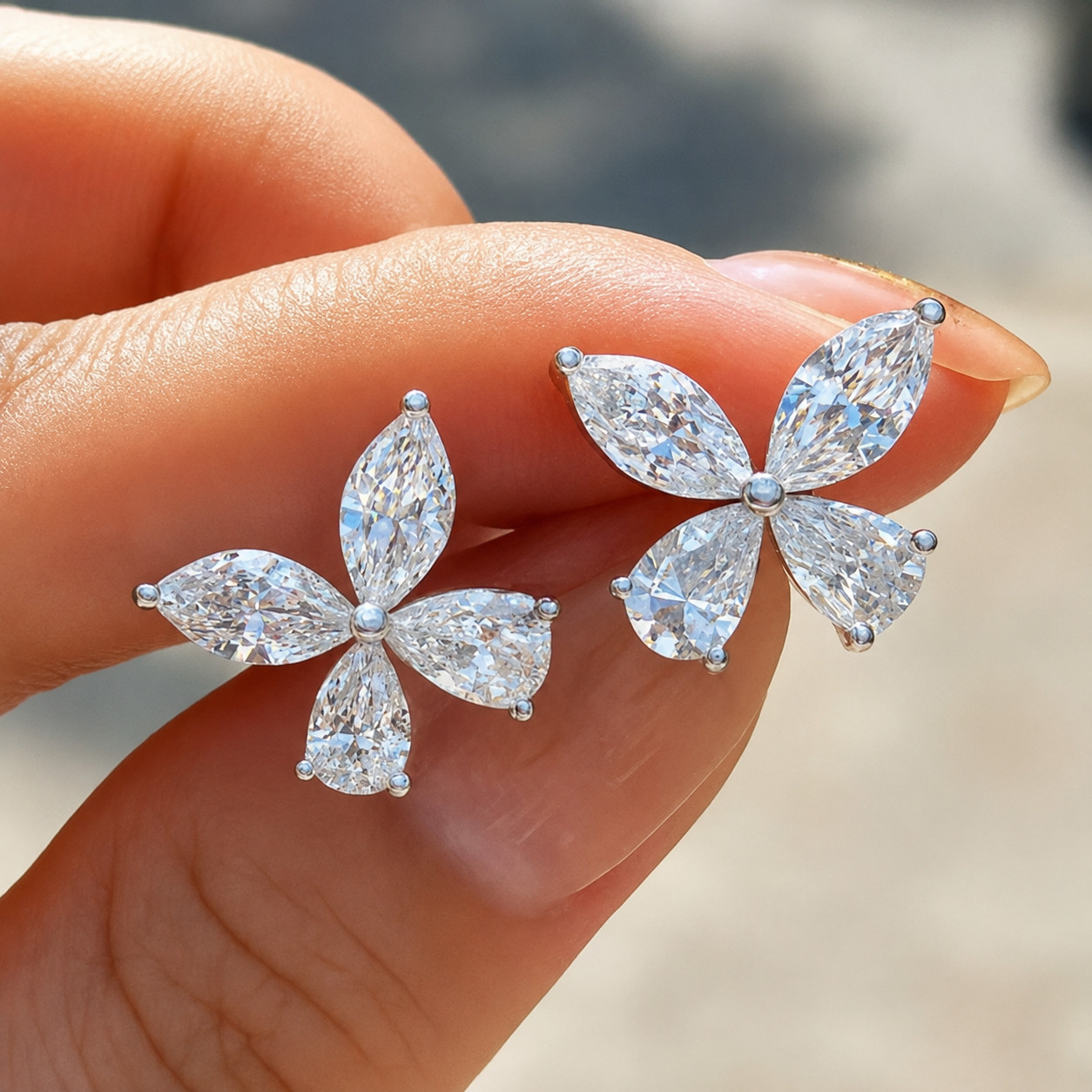 Butterfly Moissanite Stud Earrings 925 Sterling Silver Pear Marquise GRA Gift