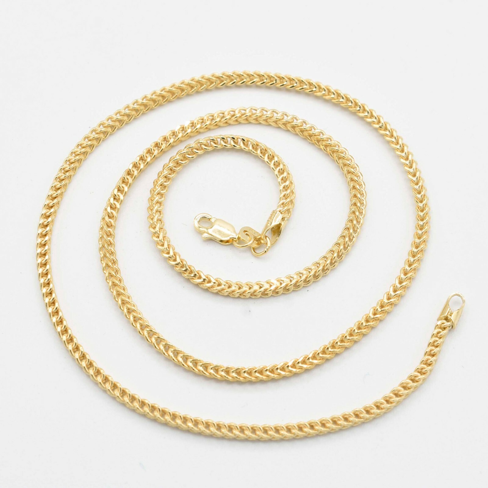 2.2mm Italian Square Franco Link Chain Necklace Real 10K Yellow Gold All Sizes