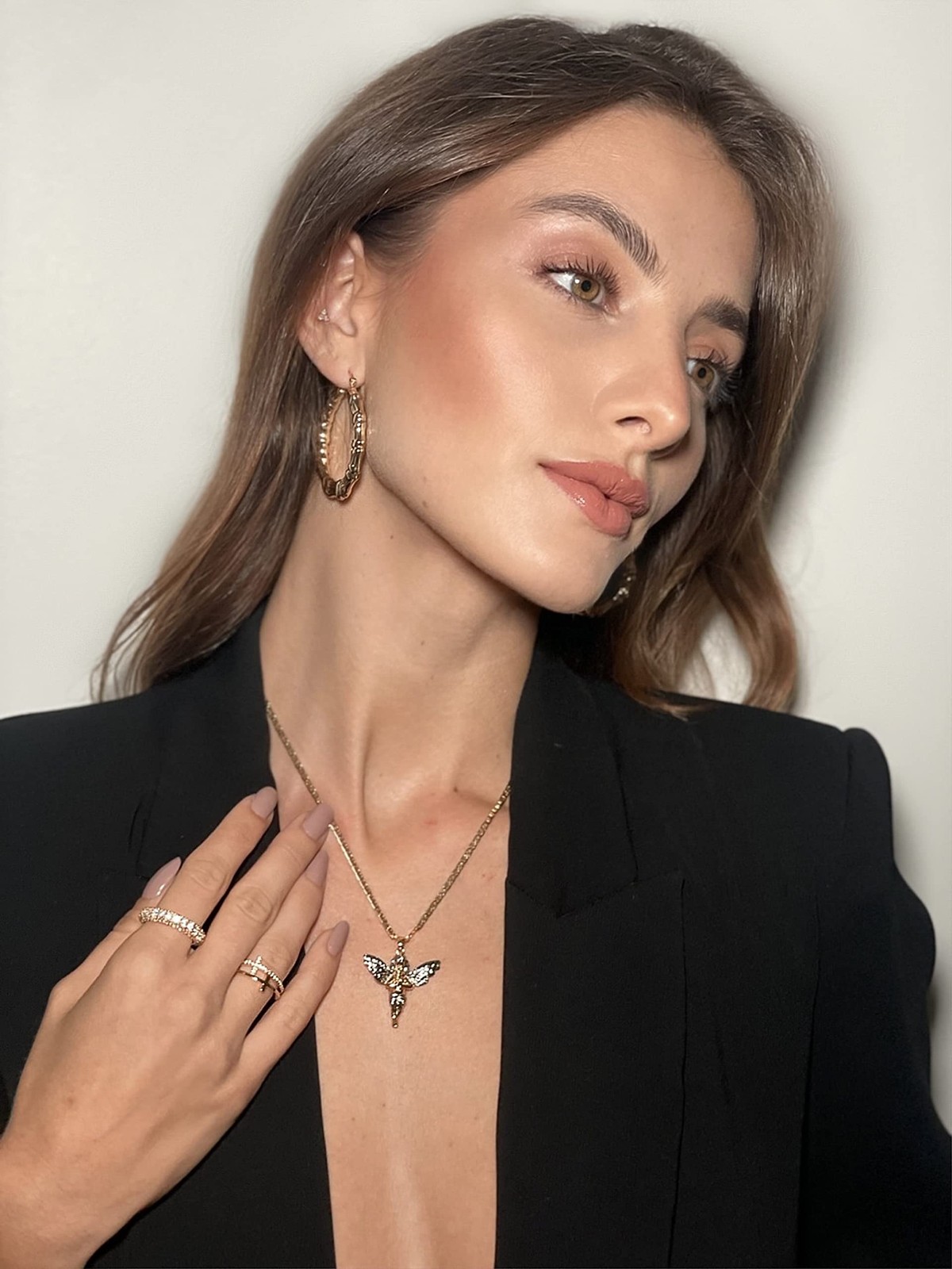18k Gold Plated Cubic Zirconia Double Cross Ring (Gold, 10)