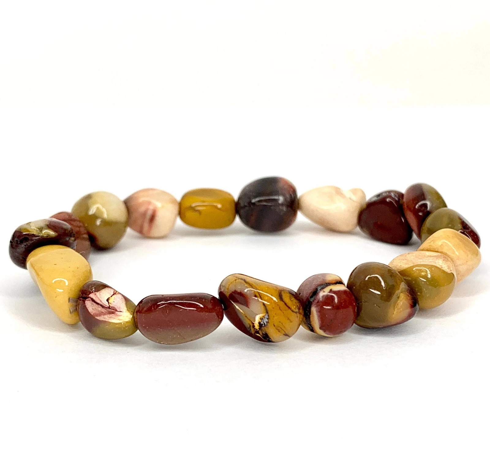 Mookaite Jasper Tumbled Bead Stretch Bracelet
