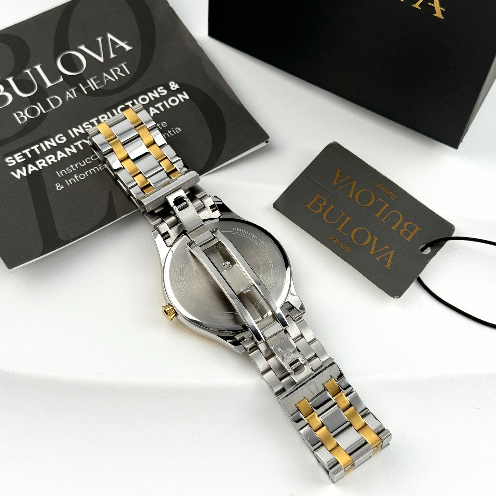 Bulova 98D130 Classic Diamond Quartz Stainless Steel Men’s Watch Blue Dial 40mm