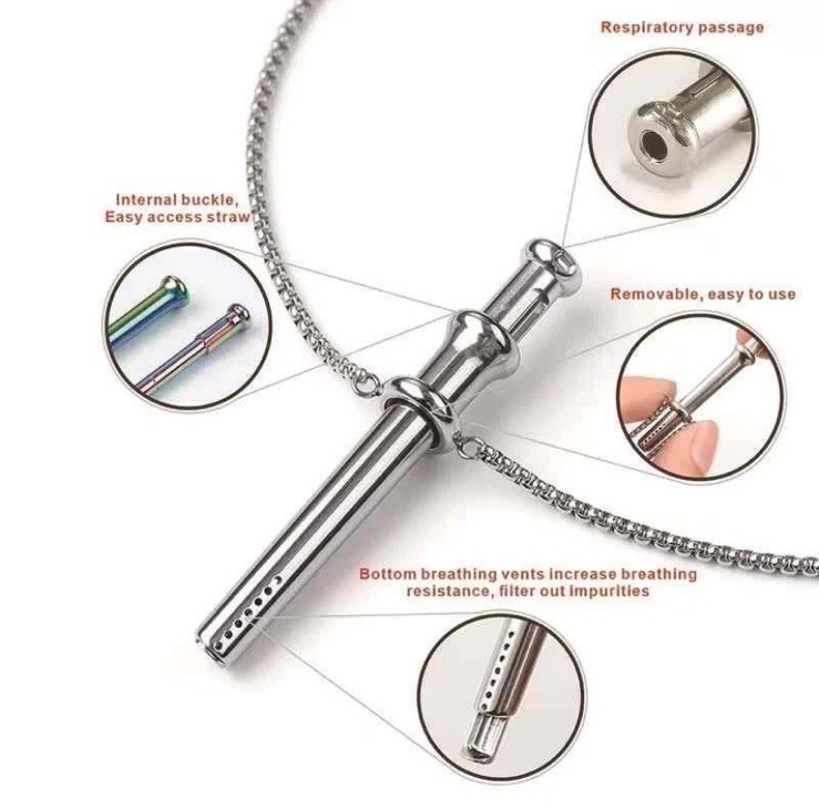 Silver Incognito Compact Mini Bump Straw Pendant Necklace Snuff Tool SNOGO Clone