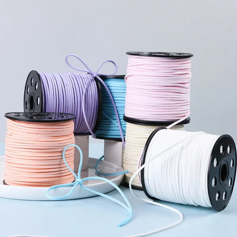 100 Yard Faux Leather Cord String 3mm Flat Suede Bracelet Necklace Jewelry