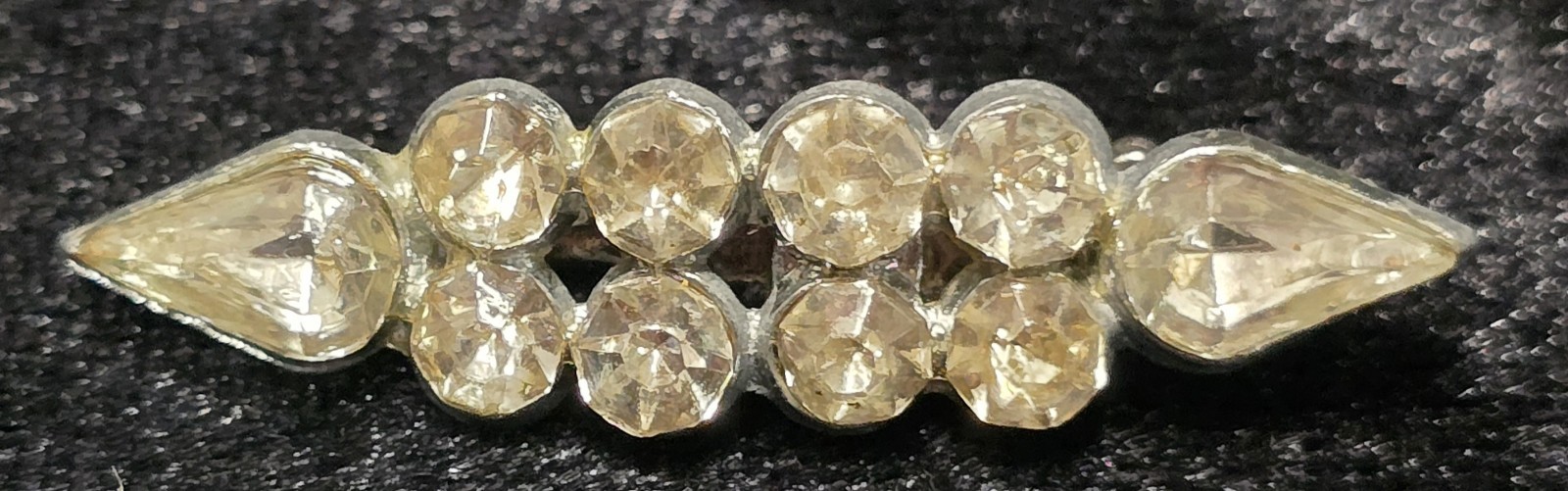 Classy Pretty Vintage 1940’s Deco Rhinestone Unique Bar Brooch Pin Not Signed